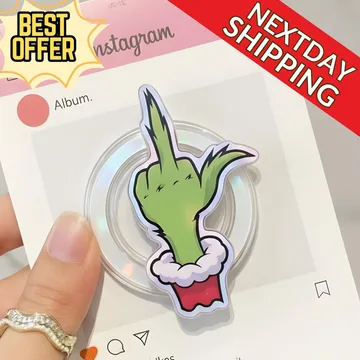 Furry Monster Middle Finger Funny Christmas Santa Phone Grip