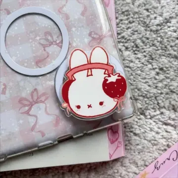 Strawberry Headphone Bunny Rabbit Kindle Bookish Book Lover Phone Grip
