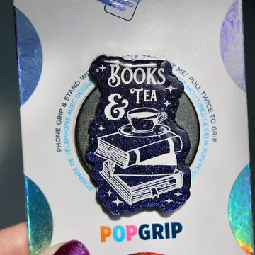 Books Tea Sparkly Dark Purple Tea Lover Gift Magnetic Phone Grip