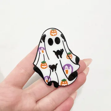 Halloween Ghost Kindle Spooky Pumpkin Bookish Book Lover Phone Grip