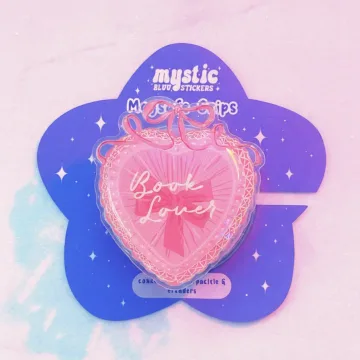 Book Lover Heart Pink Heart with Bookish Quote Kindle Phone Grip