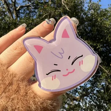 Kawaii Purple Cat Ear Chibi Smiley Kitten Kitty Magnetic Phone Grip
