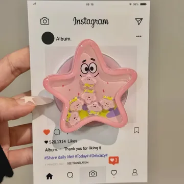 3D Shaking Cartoon Pink Korean Expandable Magnetic Phone Grip