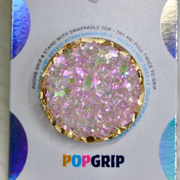Light Pink Iridescent Faux Geode Crystal Kindle Bookish Phone Grip