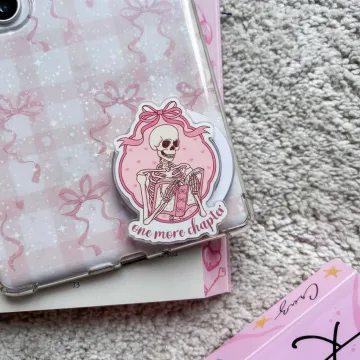 Pink Skeleton Book Lover Kindle Bookish Magnetic Cute Phone Grip
