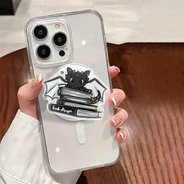 Spooky Bookish and Black Dragon Halloween MagSafe Phone Grip