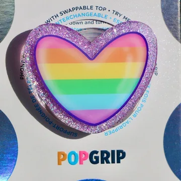 Rainbow Heart Glittery LGBT Pride Kindle Queer Bookish Phone Grip