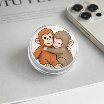 Punch Monkey Baby Monkey with Plush Toy Adorable Cartoon Phone Grip