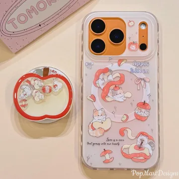Kawaii Apple and Character Chibi Smiley Magnetic Cute Phone Grip