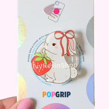 Strawberry Bunny Strawberry Kindle Bookish Book Lover Phone Grip
