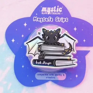 Book Dragon Adorable Dragon with Books Unicorn Mermaid Phone Grip