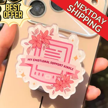My Emotional Support Kindle Pink Bookish Book Lover Phone Grip