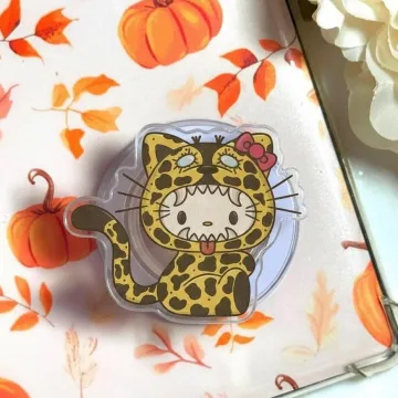 Safari Kawaii Leopard Cat Cheetah Print Hand Drawn Phone Grip