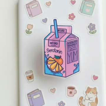 Serotonin Juice Box Kawaii Orange Drink Mental Health Gift Phone Grip