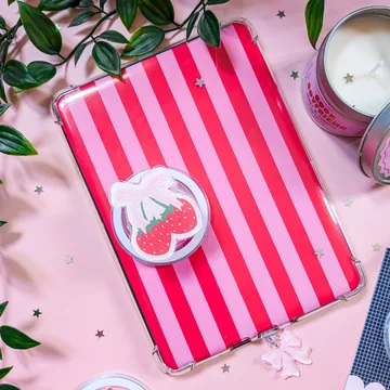 Coquette Strawberries Kindle Bookish Book Lover Bow Phone Grip