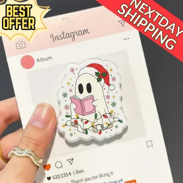 Christmas Ghost Holiday Kindle Bookish Book Lover Phone Grip