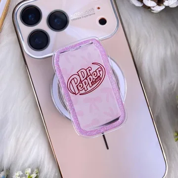 Dr. Pepper Glitter Pink Soda Can Pink Glittered for Dr. Phone Grip