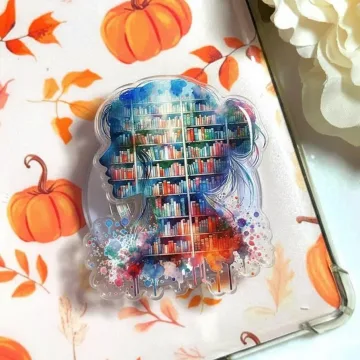 Bookshelf Silhouette Artistic with Colorful MagSafe Phone Grip
