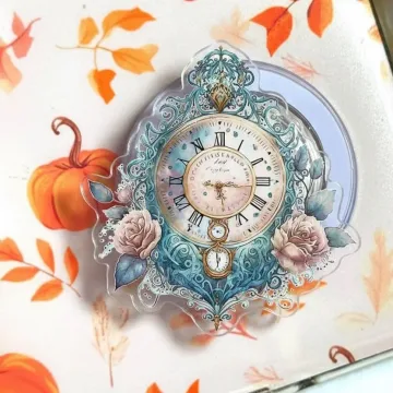 Vintage Blue Set Floral Bow Book Clock Elegant Pastel Phone Grip