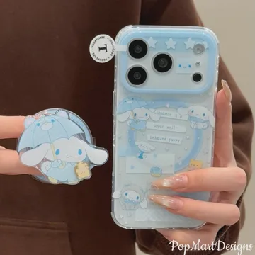Kawaii Puppy Umbrella Puppy with Umbrella Chibi Smiley Phone Grip