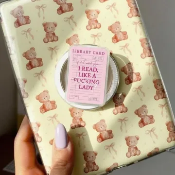 Retro Library Card Funny Book Club Gift for Her Book Stack Phone Grip