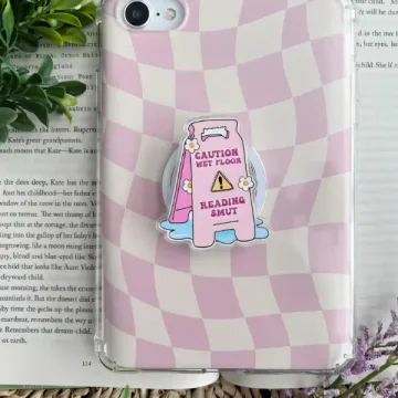 Caution Wet Floor Reading Spicy Book Kindle Lover Funny Phone Grip