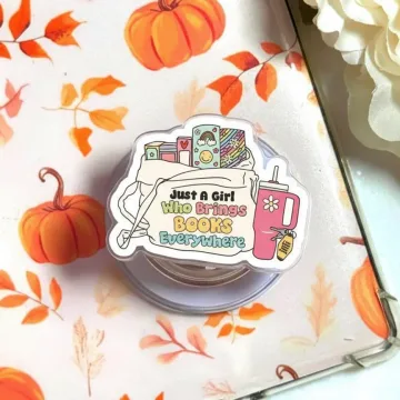Just a Girl Who Brings Books Everywhere Book Lover MagSafe Phone Grip