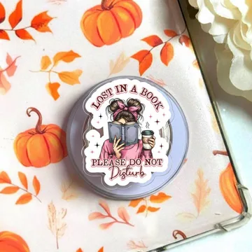 Lost in a Book Reading Magnetic Cute Trendy Stylish Phone Grip