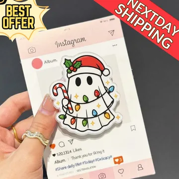 Christmas Ghost Holiday Santa Snowflake Magnetic Cute Phone Grip