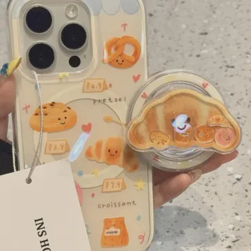 Croissant and Cookie Magnetic Cute Trendy Stylish Phone Grip