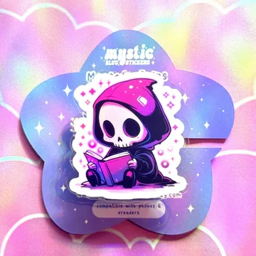 Reading Grim Reaper Spooky Kindle Bookish MagSafe Phone Grip