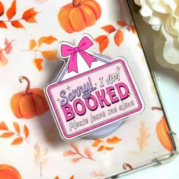 Sorry I Am Booked Pink Sign Kawaii Chibi Smiley Magnetic Phone Grip