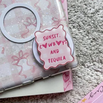 Pink Coastal Cowgirl Sunset Cowboys and Tequila Graphic Phone Grip