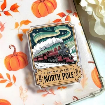 Vintage Christmas Train Ticket with Retro Winter Y2K Phone Grip