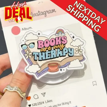 Books Are My Therapy Bookish Kindle Book Lover Magnetic Phone Grip