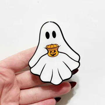 Ghost with Pumpkin Bucket Halloween Kindle Spooky Phone Grip