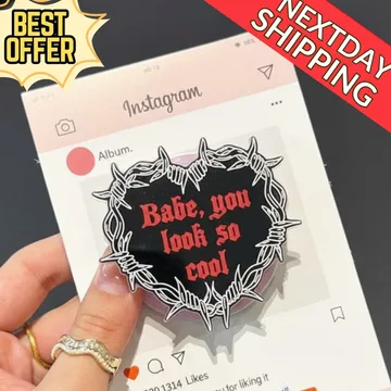 Babe You Look So Cool Gothic Heart Skull Vampire Valentine Phone Grip