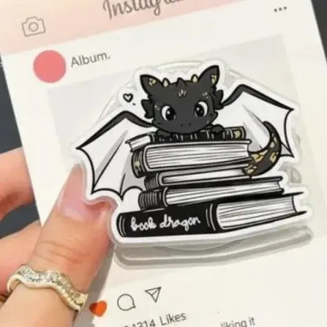 Book Dragon on Stack of Books Unicorn Mermaid Magnetic Phone Grip