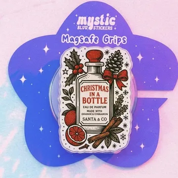 Vintage Christmas Perfume Bottle with Festive Orange Phone Grip
