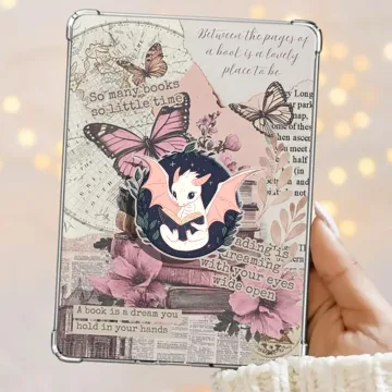 Dragon Reading a Book Fantasy Kindle Books Bookish Phone Grip
