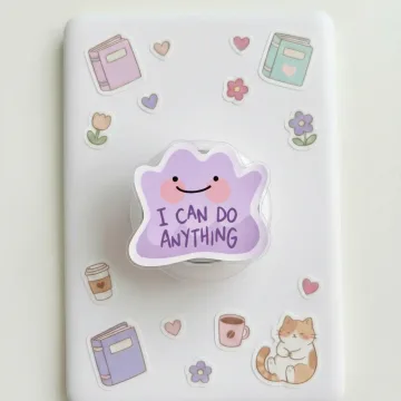 Purple Ditto Inspired I Can Do Anything Kawaii Chibi Phone Grip