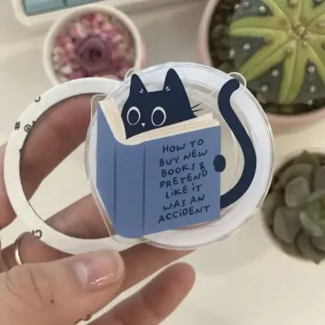 Cat Reading Book Cat with Book Kitten Kitty Magnetic Phone Grip