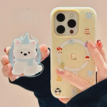 Kawaii Polar Bear Chibi Smiley Magnetic Cute Trendy Phone Grip