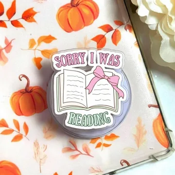 Sorry I Was Reading Pink Bow Bookish Expanding Kindle Phone Grip