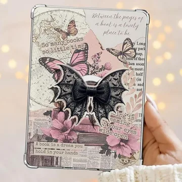 Dark Coquette Black Lace Bat Bow Spooky Kindle Book Bookish Phone Grip