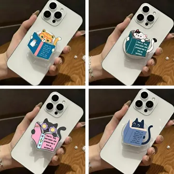 Cat Reading Set Adorable Cat and Book Kitten Kitty Phone Grip