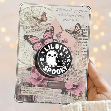 Litbit Spooky Ghost and Black Cat Kindle Book Lover Phone Grip