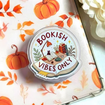 Bookish Vibes Only Cozy Reading Desk Graphic Kindle Phone Grip