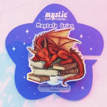 Fantasy Red Dragon Book Stack 15 Pro 14 Pro MagSafe Phone Grip