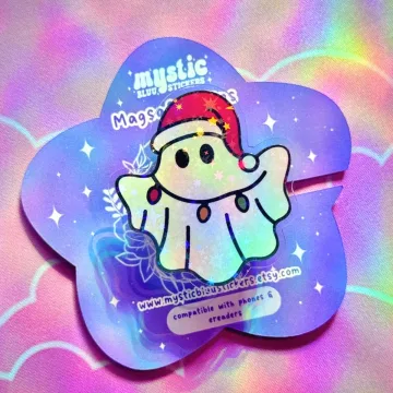 Christmas Ghost Santa Hat Snowflake Cute Trendy MagSafe Phone Grip